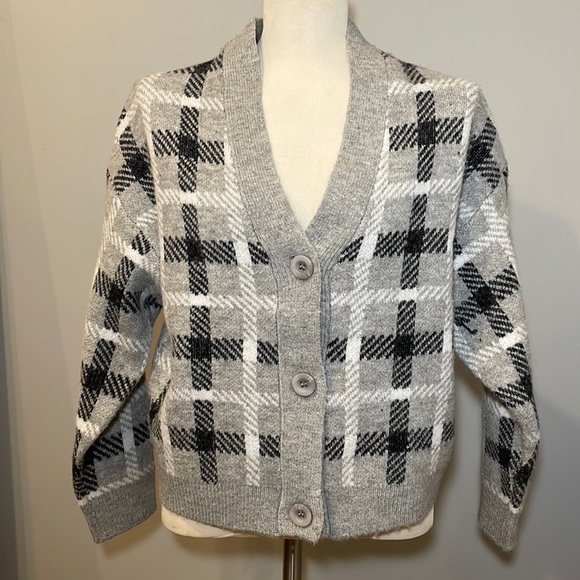 NWT PHILOSOPHY Republic Clothing Viscose Blend Plaid Cardigan SMALL - Picture 1 of 10